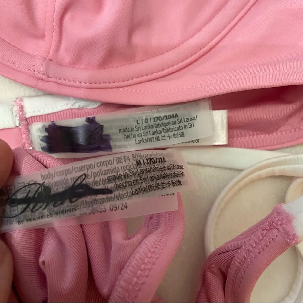 New! Frankie’s Bikinis x PINK Pink and White Bikini Set 3983